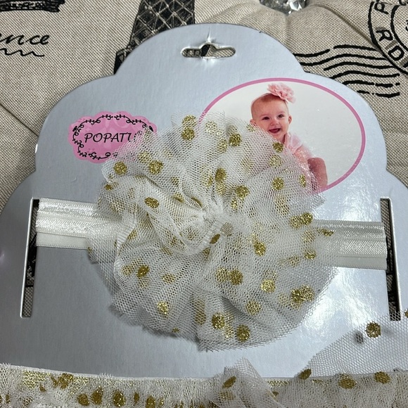 Popatu Baby Girl Tutu Skirt and Headband Dotted Set - Picture 6 of 8